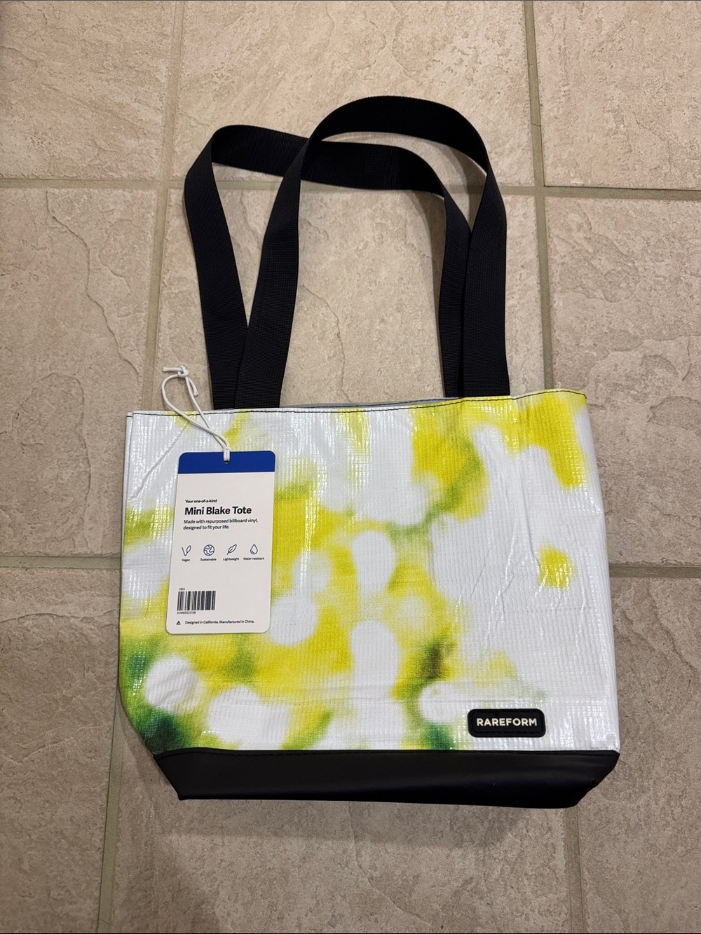 Rareform Yellow Floral Mini Tote with Black Straps